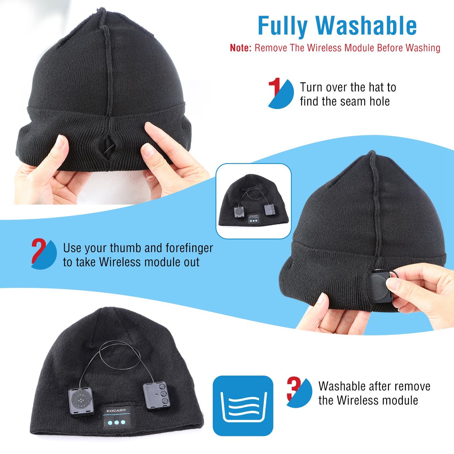 Soft Wireless Beanie Headphone Hat Wireless V4.2 Noise Cancellation