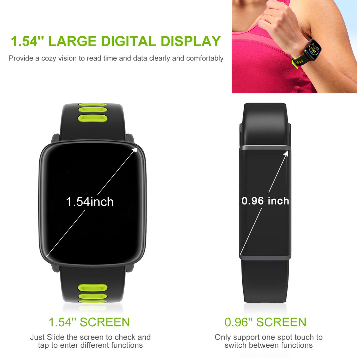 Smart Watch Fitness Tracker 1.54in Color Screen IP68 Waterproof Activity Tracker