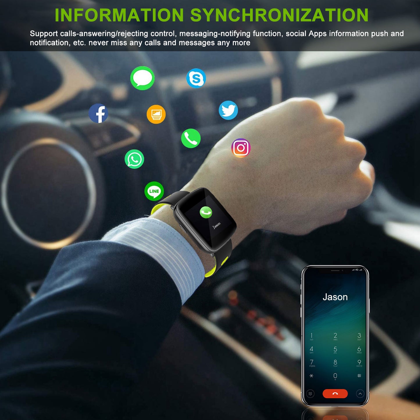 Smart Watch Fitness Tracker 1.54in Color Screen IP68 Waterproof Activity Tracker