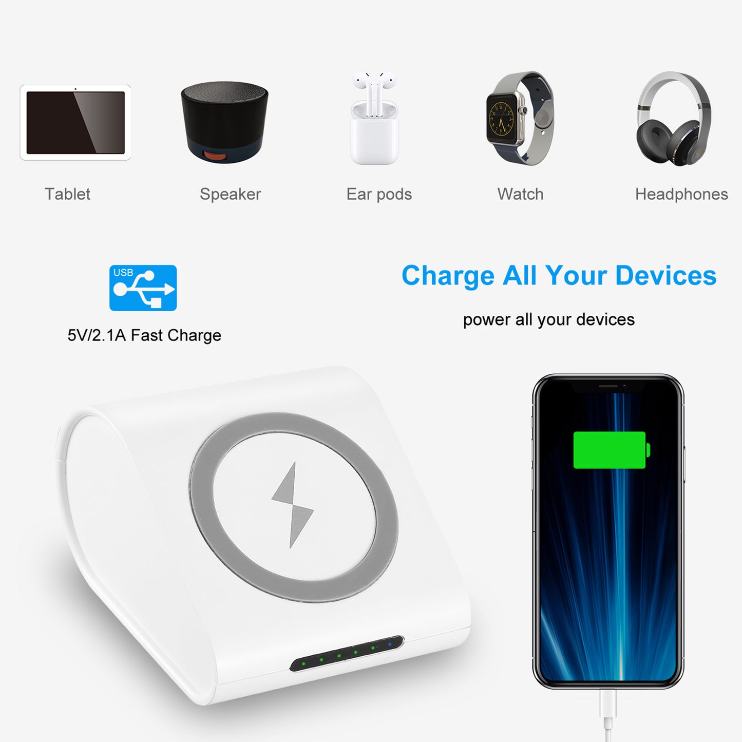 Qi Wireless Charger 10400mAh Power Bank 5W Wireless Charger Pad