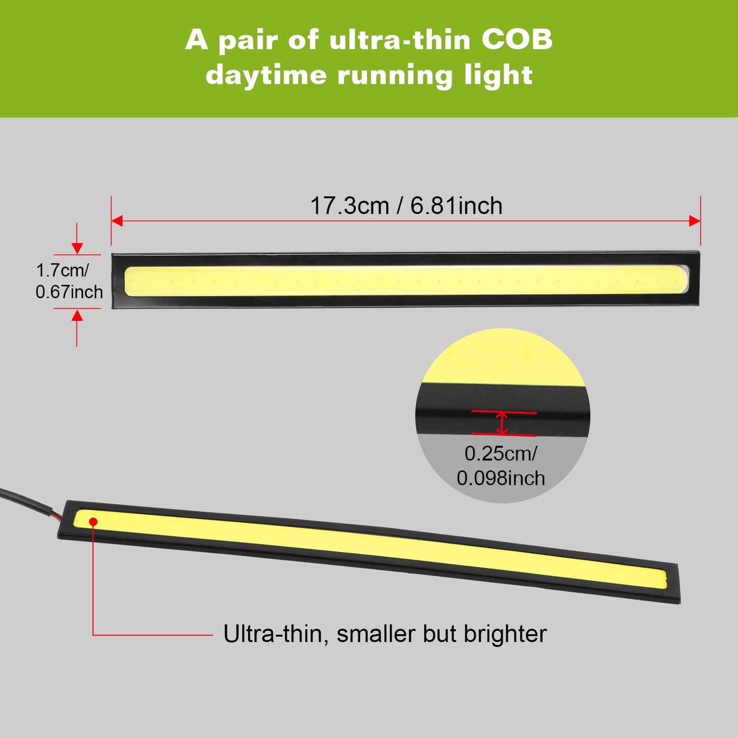 2Pcs LED Daytime Running Lights Car LED COB DRL Fog Lights IP45 Waterproof