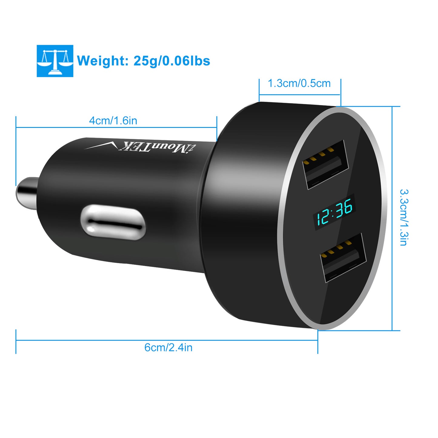 Universal 15W/3.1A Dual USB Car Charger Adapter Aluminum Alloy Fast Car Charging Adapter