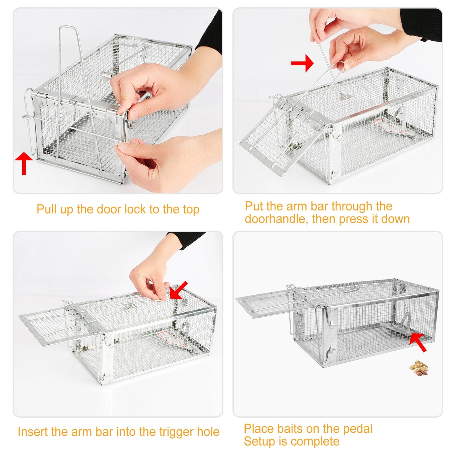 Rat Trap Cage Humane Live Rodent Trap Cage Galvanized Iron Mice Mouse Control