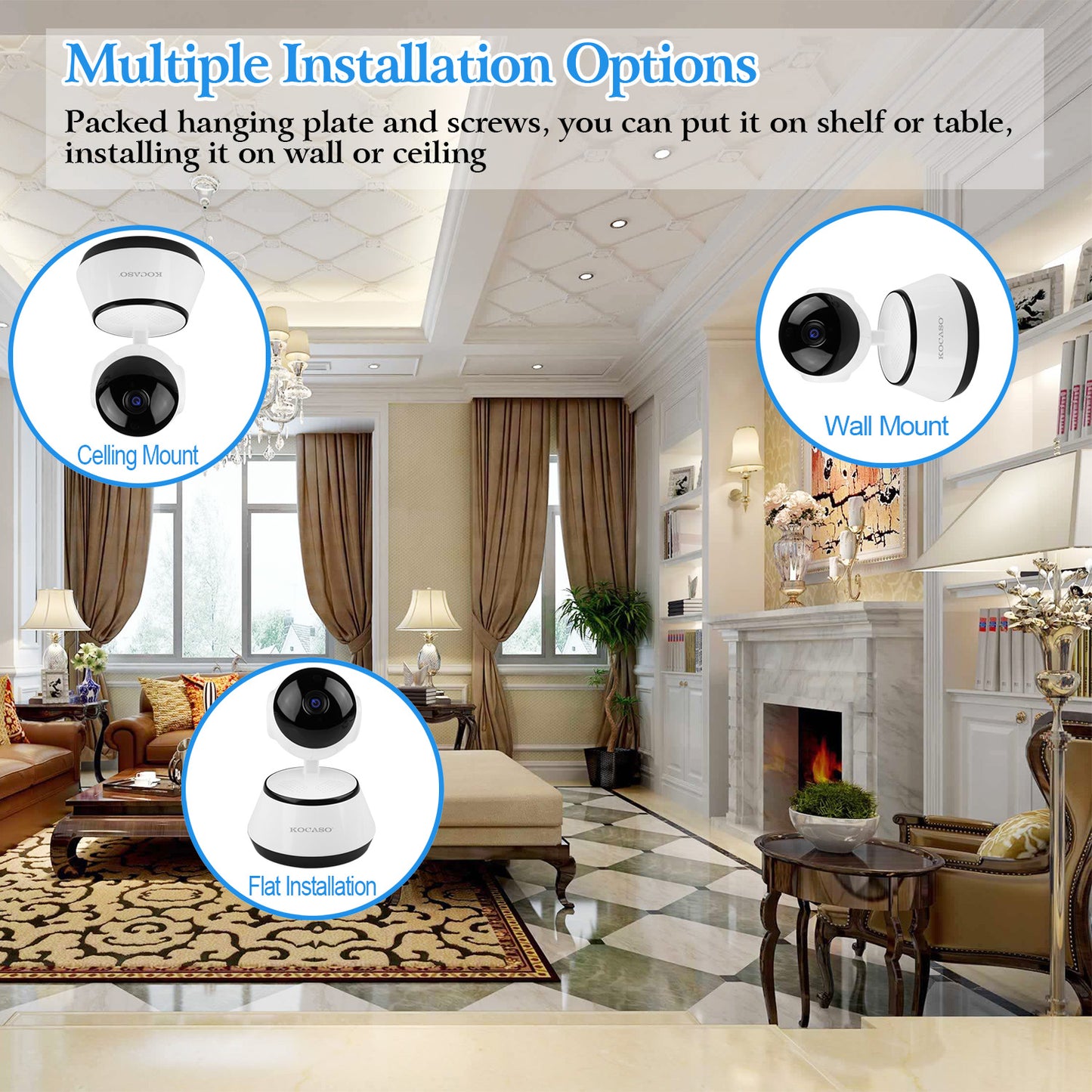 720P WiFi IP Camera Motion Detection IR Night Vision Indoor 360 Degree Coverage