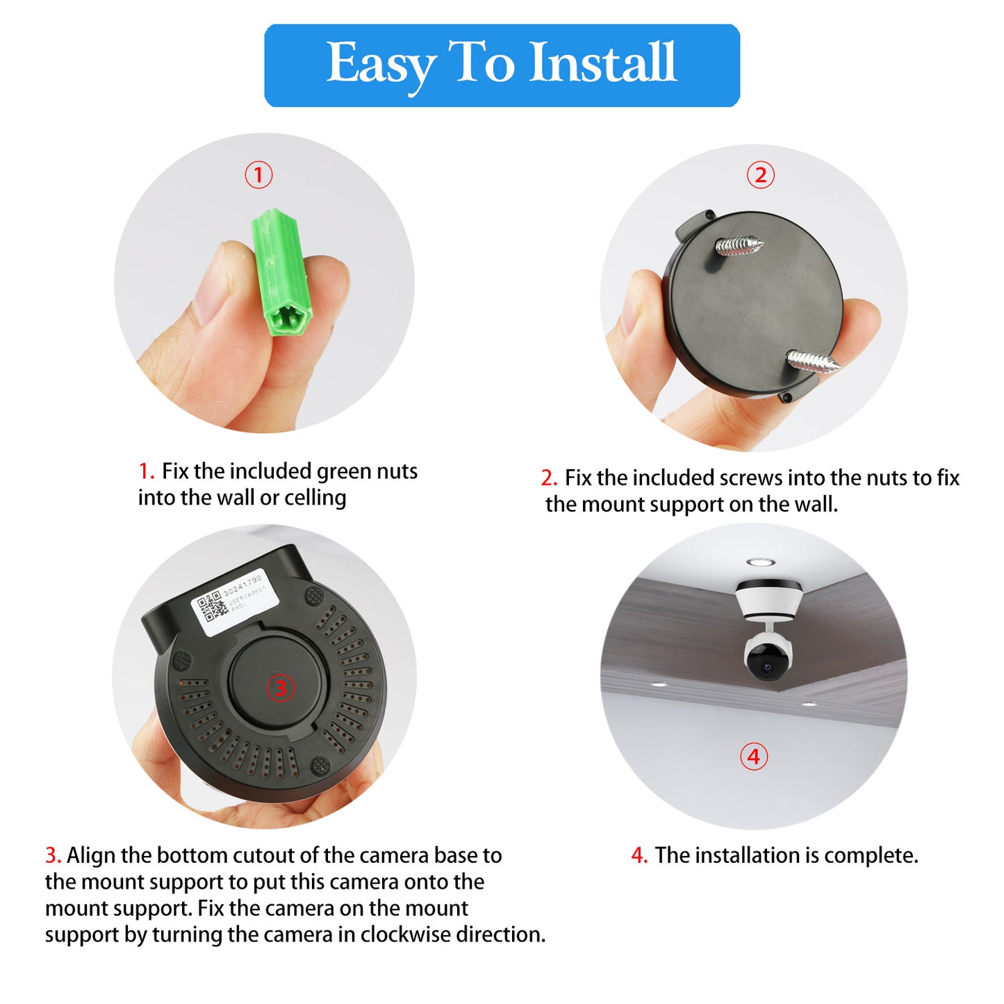 720P WiFi IP Camera Motion Detection IR Night Vision Indoor 360 Degree Coverage