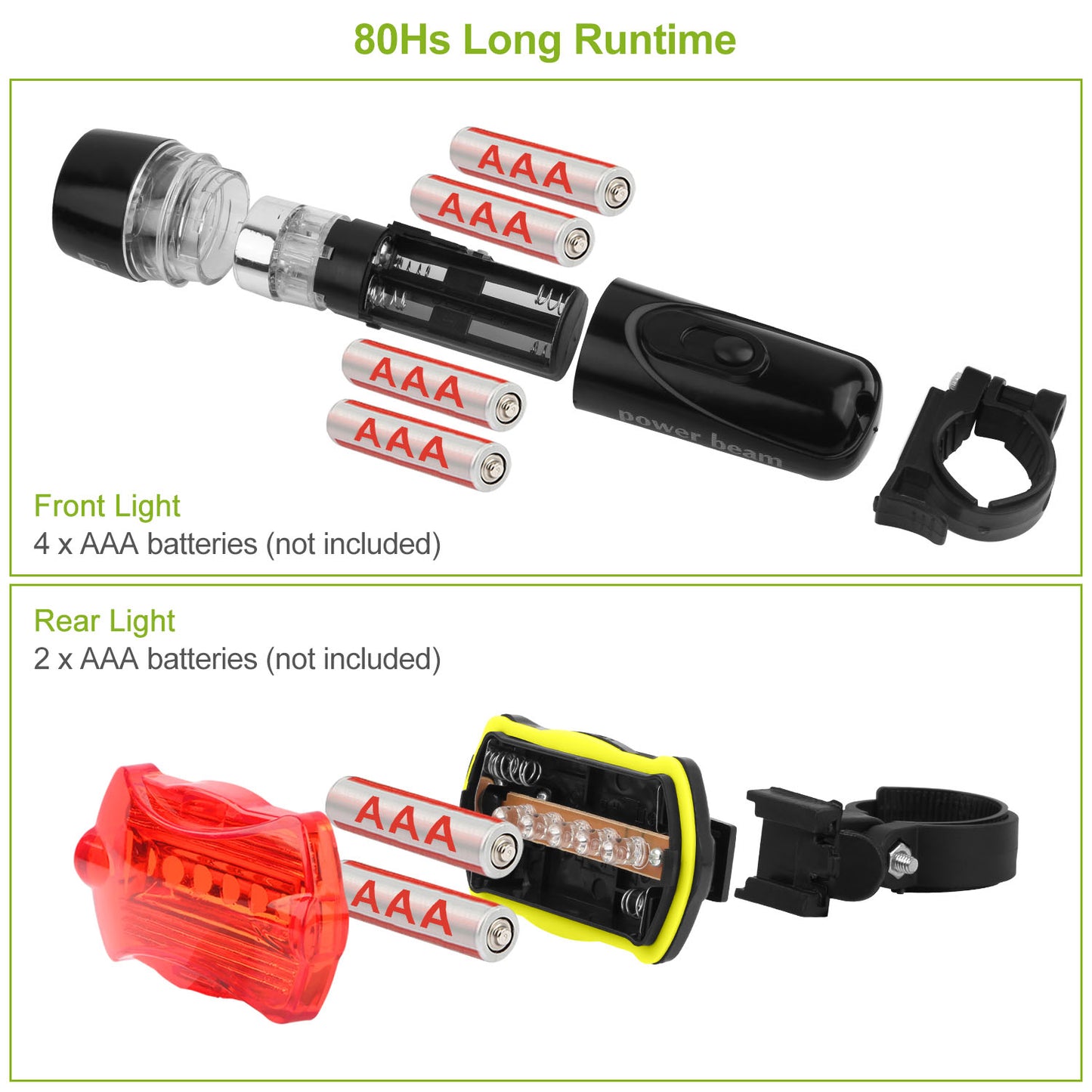 Universal Front Rear Bike Light Set IPX5 Water-Resistant Bike Headlight