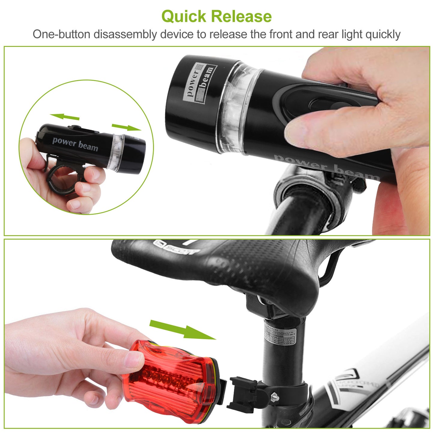Universal Front Rear Bike Light Set IPX5 Water-Resistant Bike Headlight