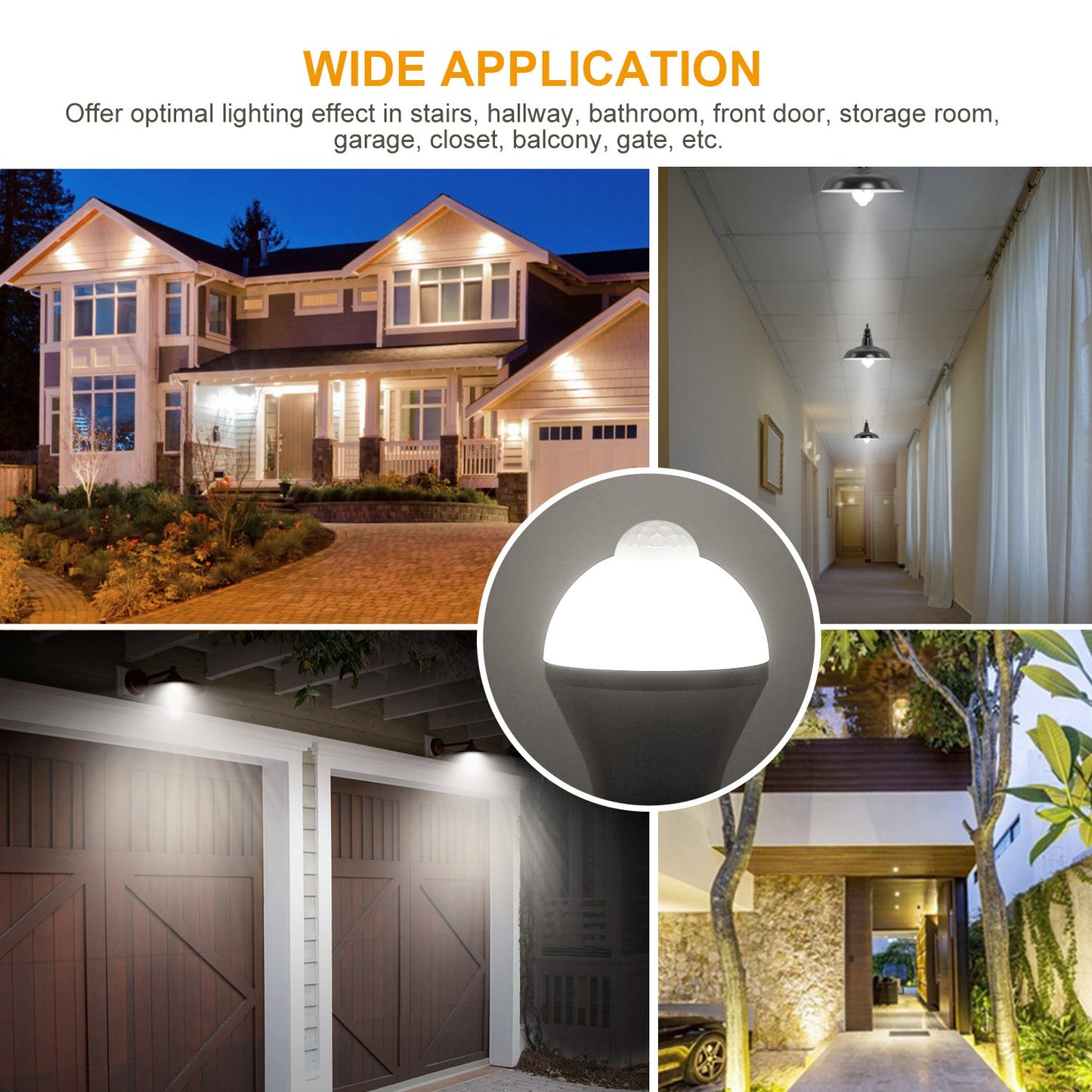 E27 Motion Sensor Light Bulb 9W/5W 1000LM 6500K Dusk to Dawn