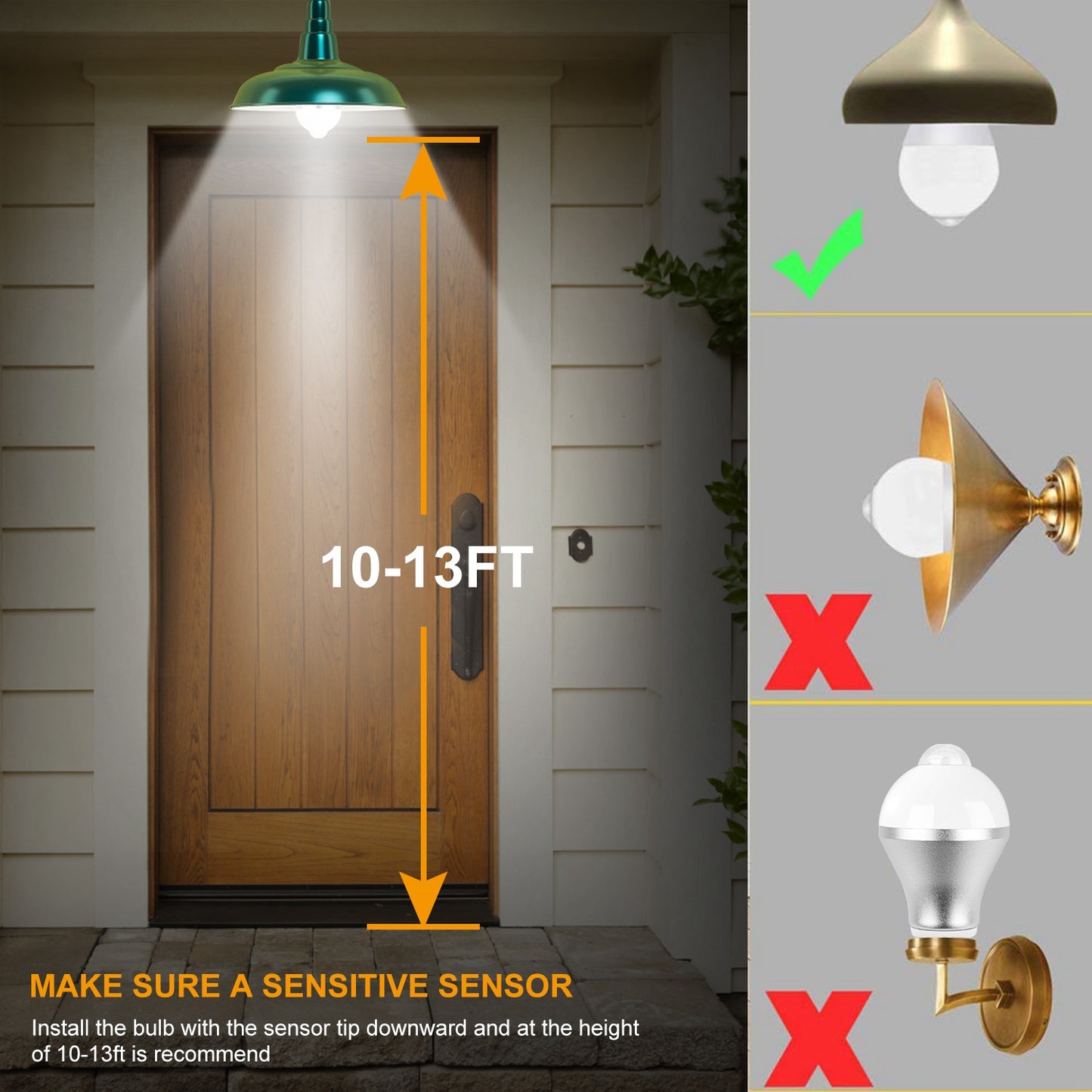E27 Motion Sensor Light Bulb 9W/5W 1000LM 6500K Dusk to Dawn