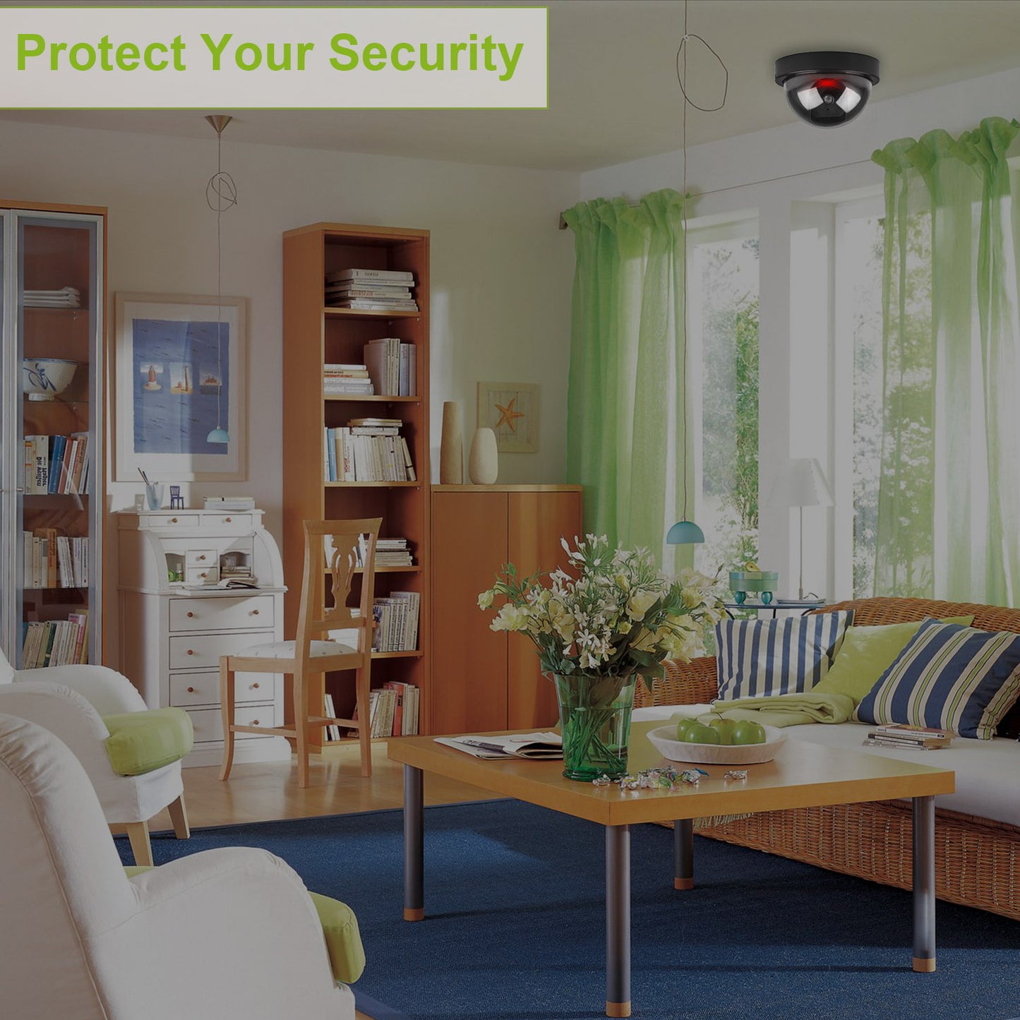 4Packs Fake Security Camera Dome Dummy Camera w/ Realistic Looking Flash LED Lights
