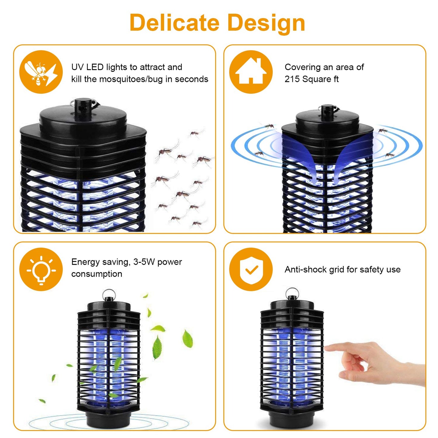 Electric Bug Zapper UV Light Flying Zapper Insect Killer Lamps Pest Mosquito Fly Trap