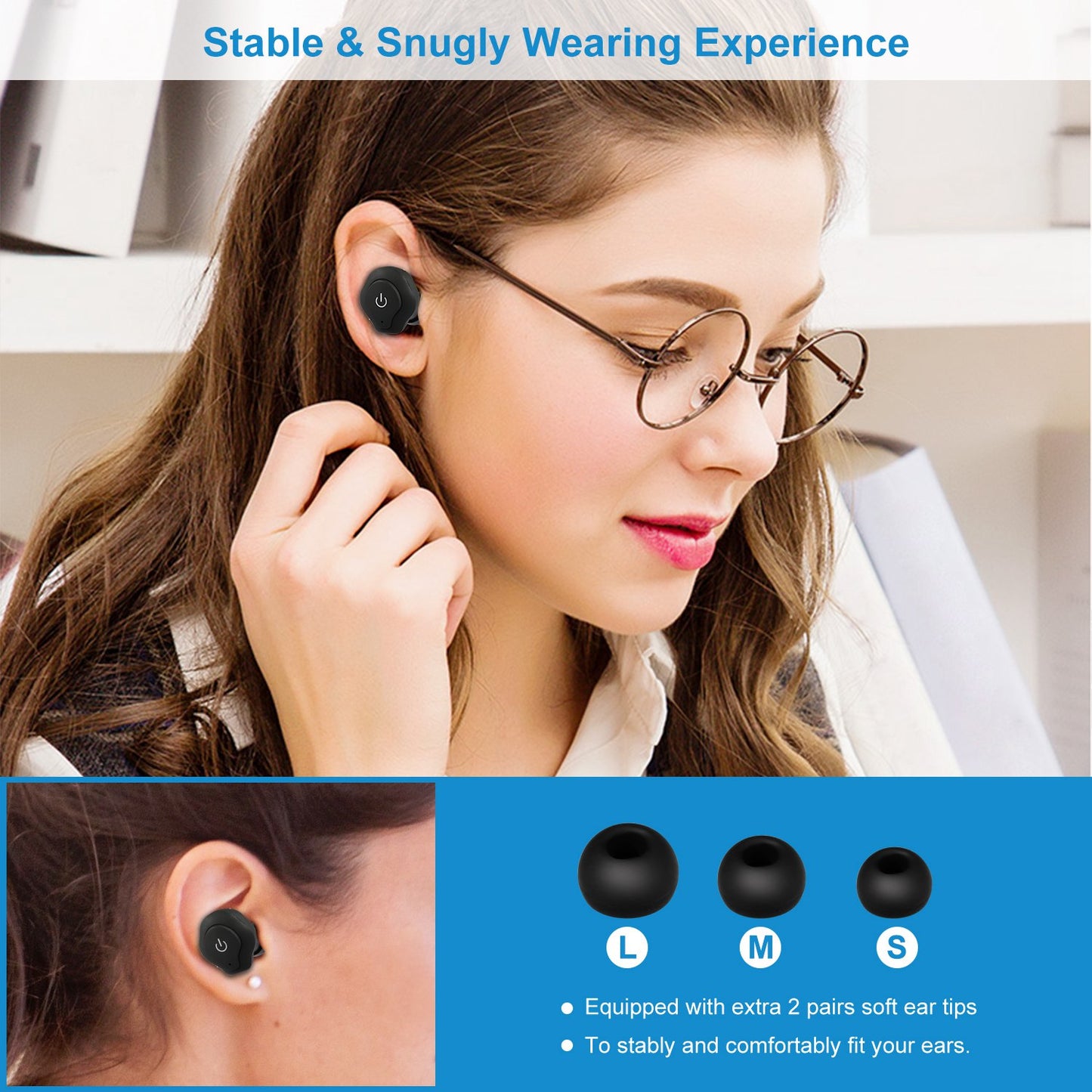 True Wireless Earbuds CSR V4.2 In-ear Stereo Headsets IP44 Waterproof