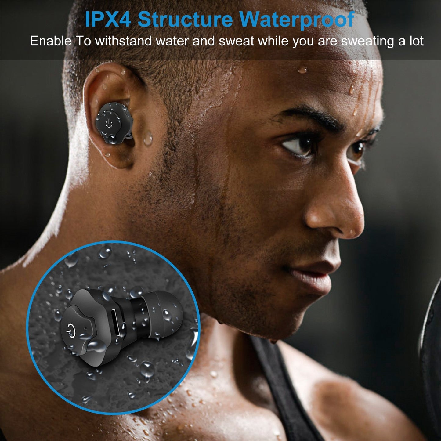 True Wireless Earbuds CSR V4.2 In-ear Stereo Headsets IP44 Waterproof