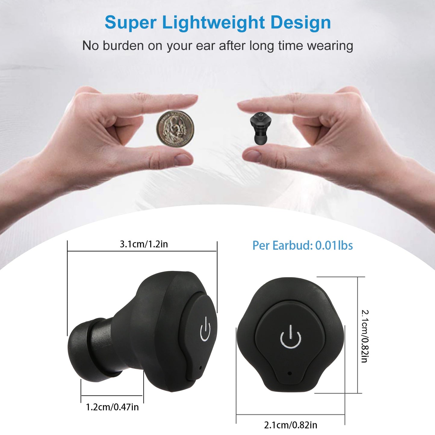 True Wireless Earbuds CSR V4.2 In-ear Stereo Headsets IP44 Waterproof