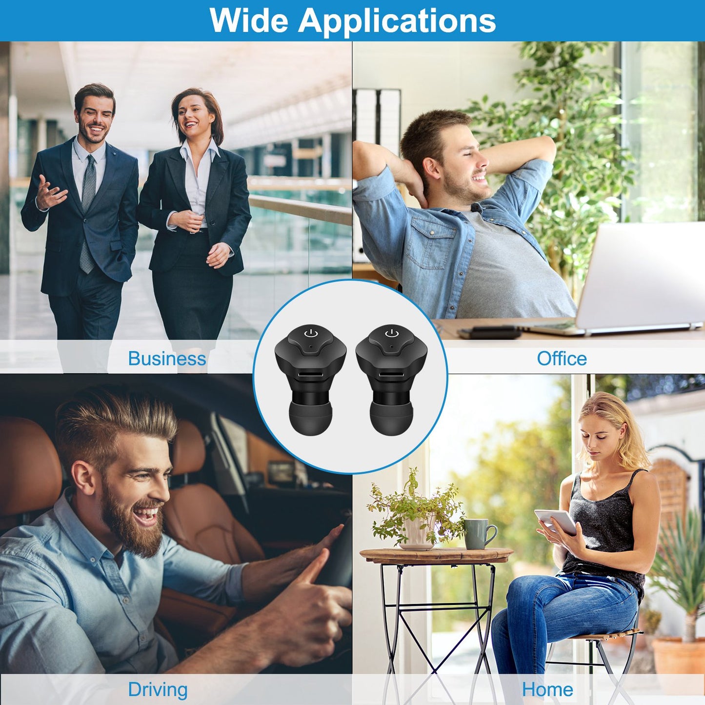 True Wireless Earbuds CSR V4.2 In-ear Stereo Headsets IP44 Waterproof