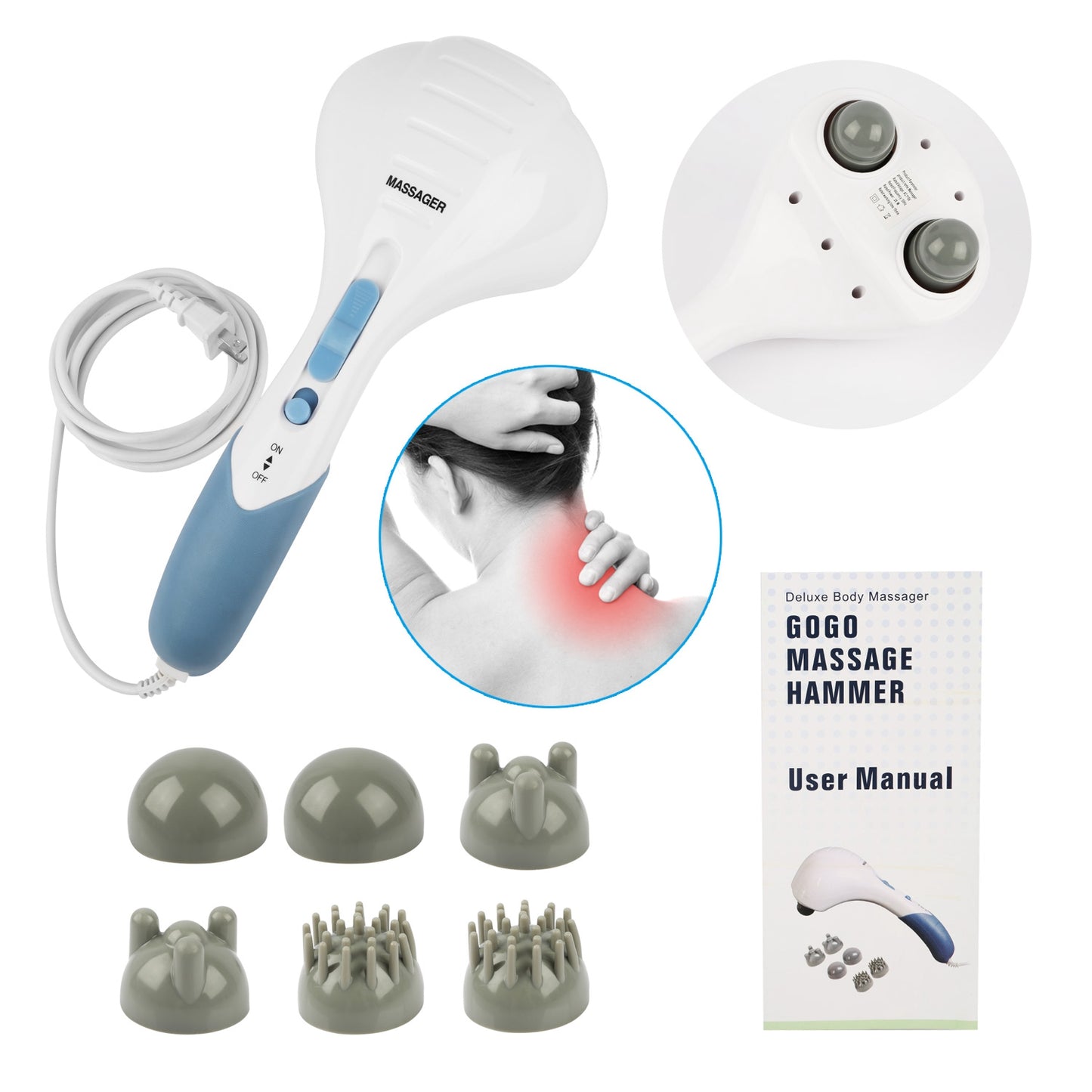 Electric Massager Handheld Full Body Percussion Massager Double Head