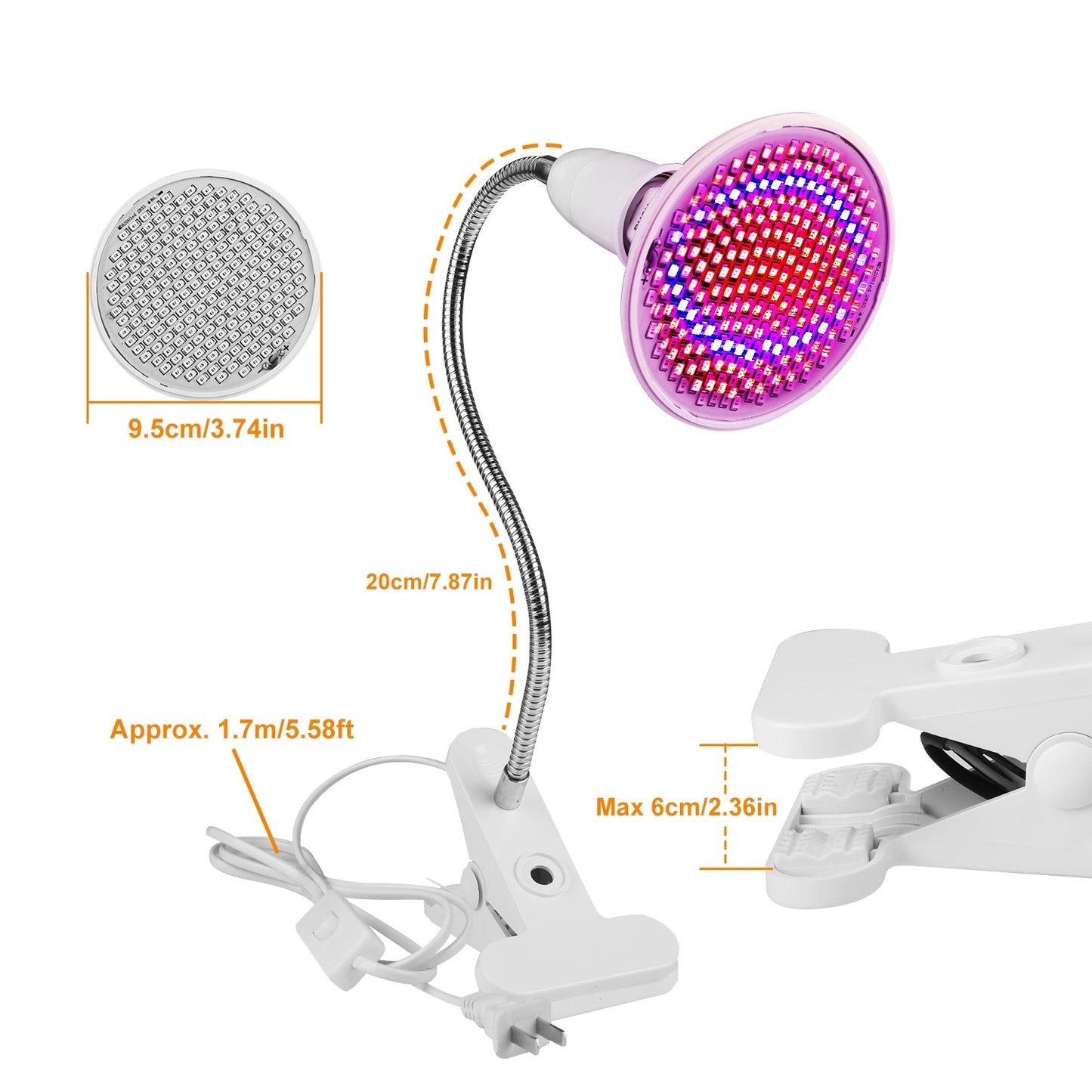LED Grow Light 12W 200 Red Blue LEDs Plant Grow Lamp 360 Degree Rotatable Plant Light