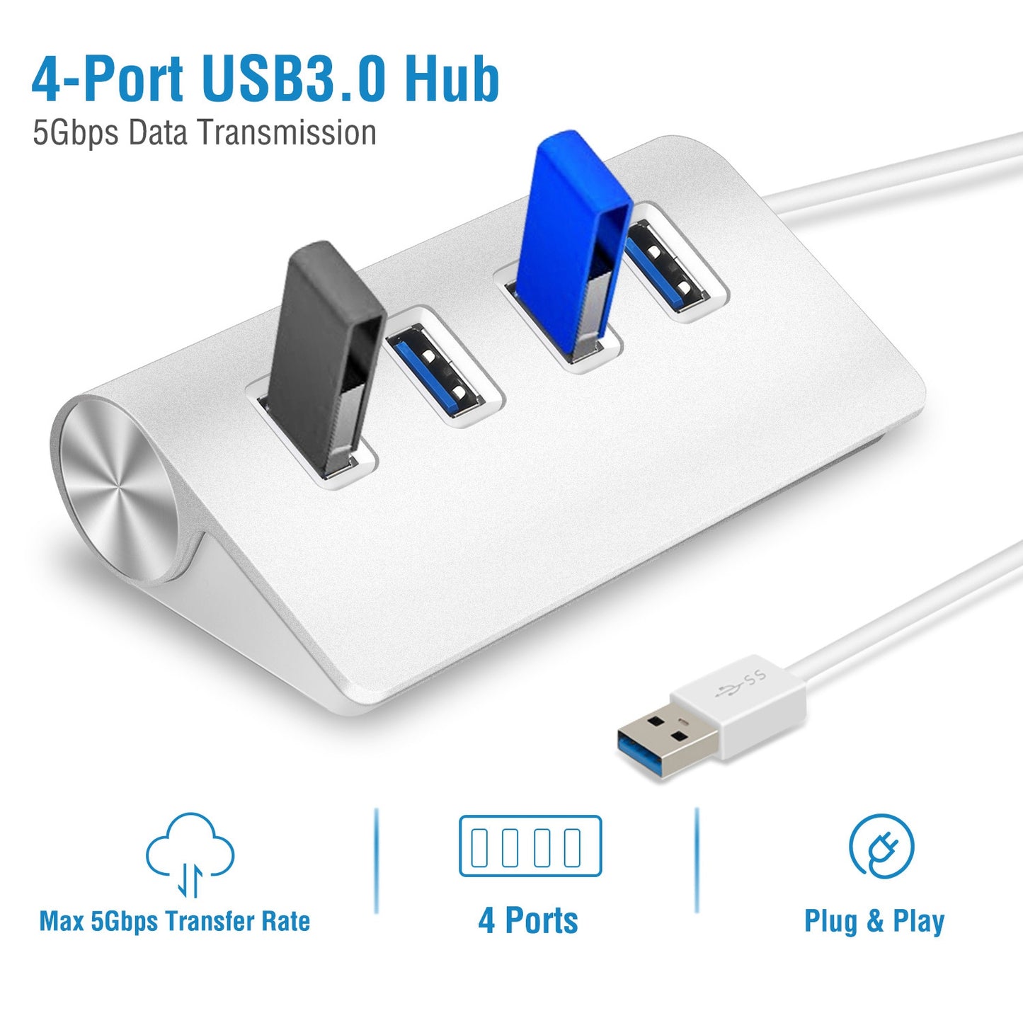 4 Ports USB3.0 Hub 5Gbps USB3.0 Aluminum Expansion Hub Splitter