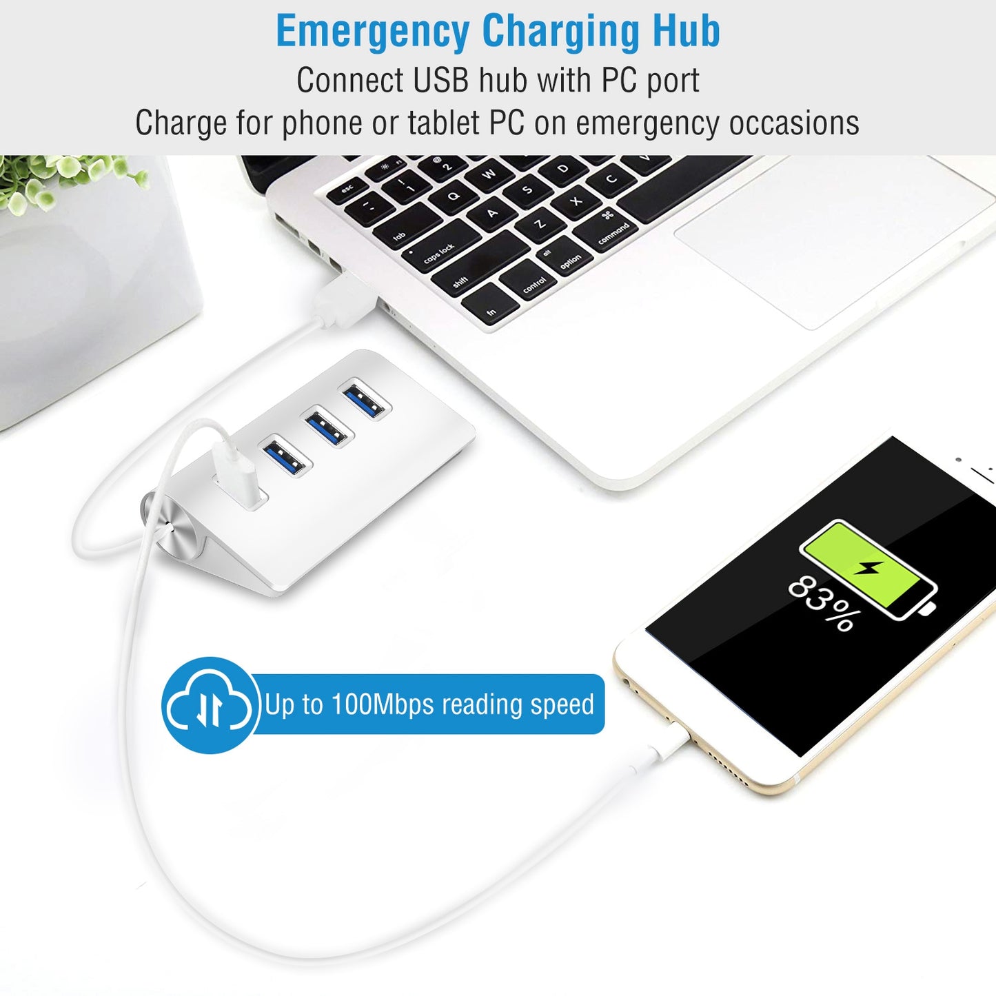 4 Ports USB3.0 Hub 5Gbps USB3.0 Aluminum Expansion Hub Splitter