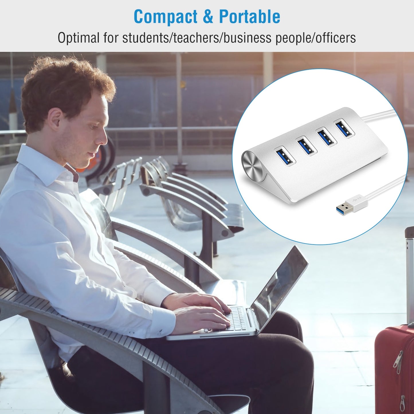 4 Ports USB3.0 Hub 5Gbps USB3.0 Aluminum Expansion Hub Splitter