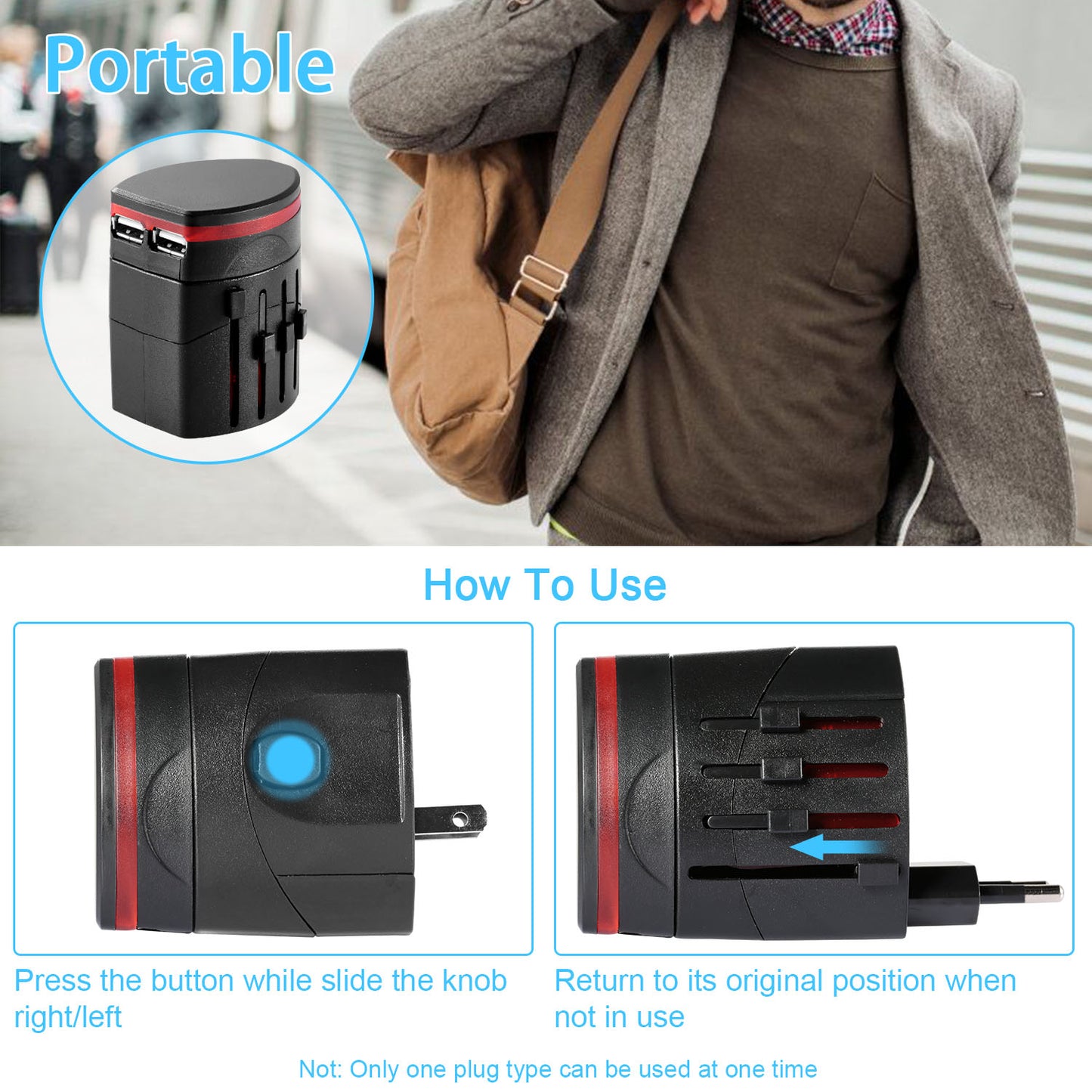 Universal Travel Power Adapter All in One Wall Charger AC Power Plug Adapter