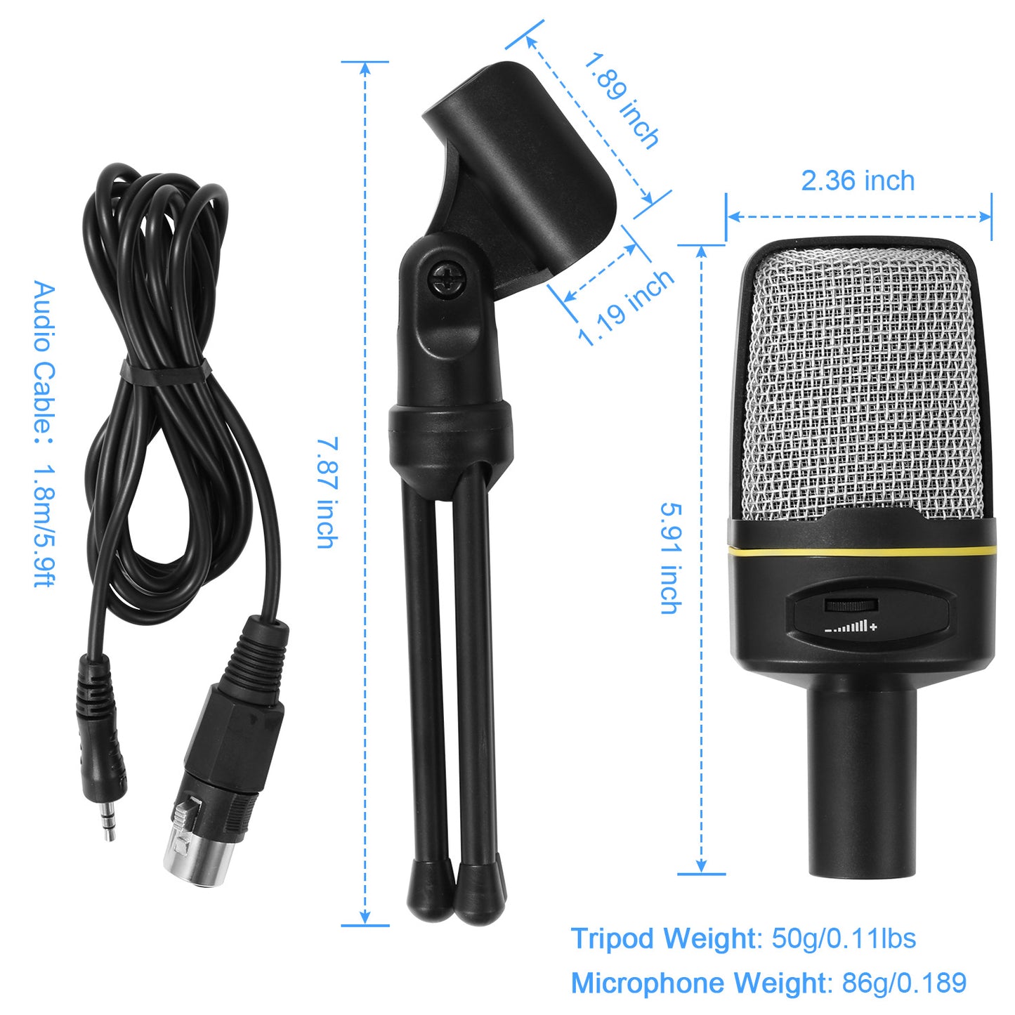 Pro Condenser Microphone w/ Tripod Stand Audio Studio Recording Desktop