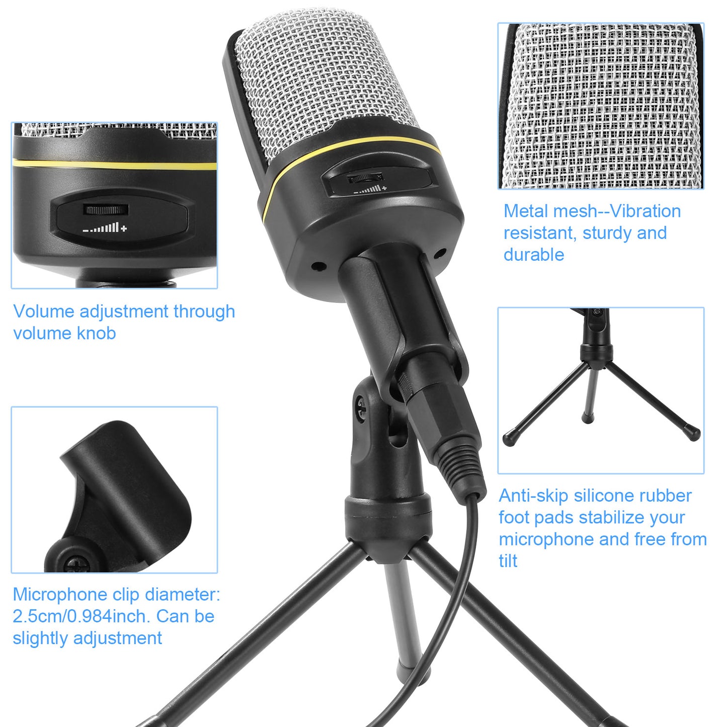 Pro Condenser Microphone w/ Tripod Stand Audio Studio Recording Desktop
