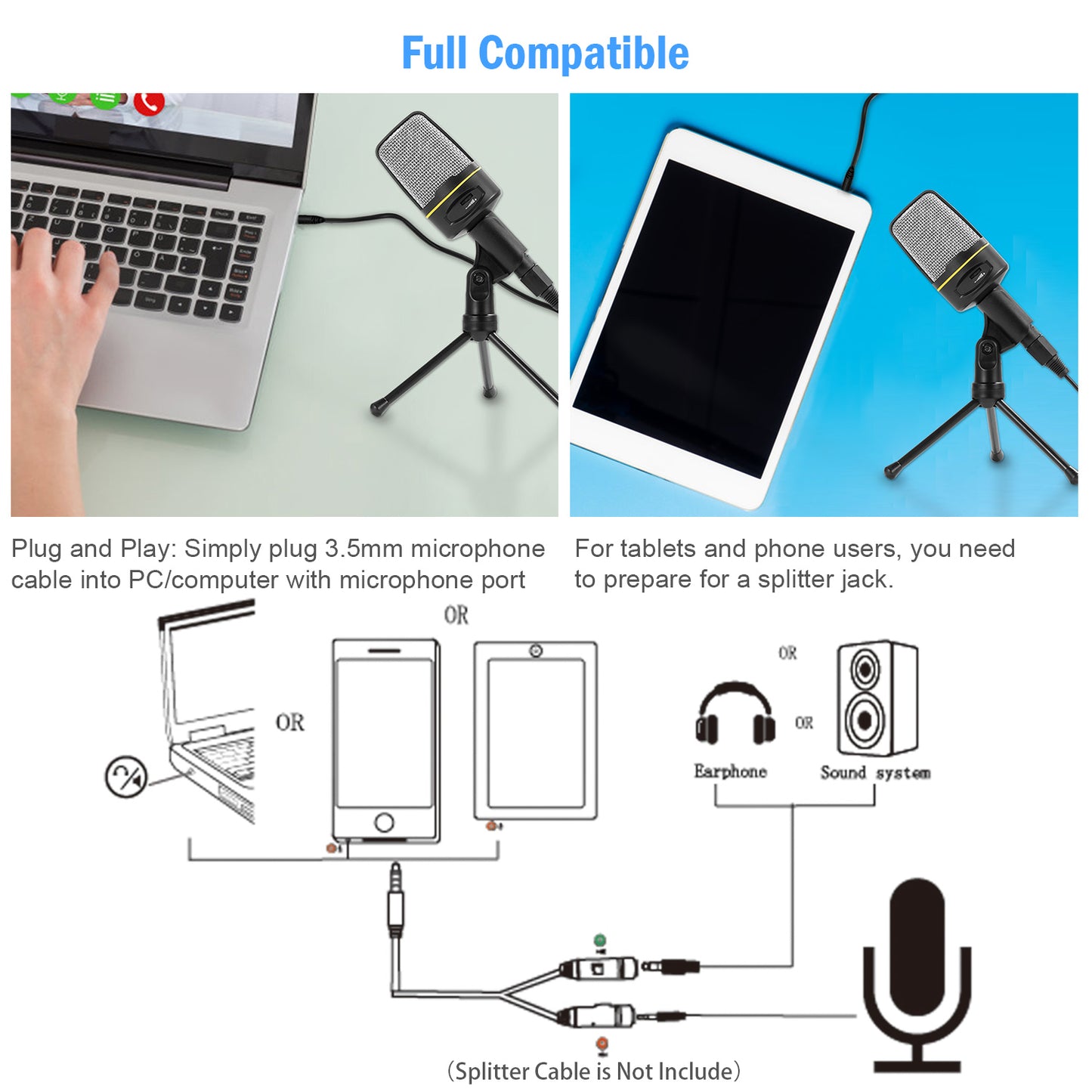 Pro Condenser Microphone w/ Tripod Stand Audio Studio Recording Desktop