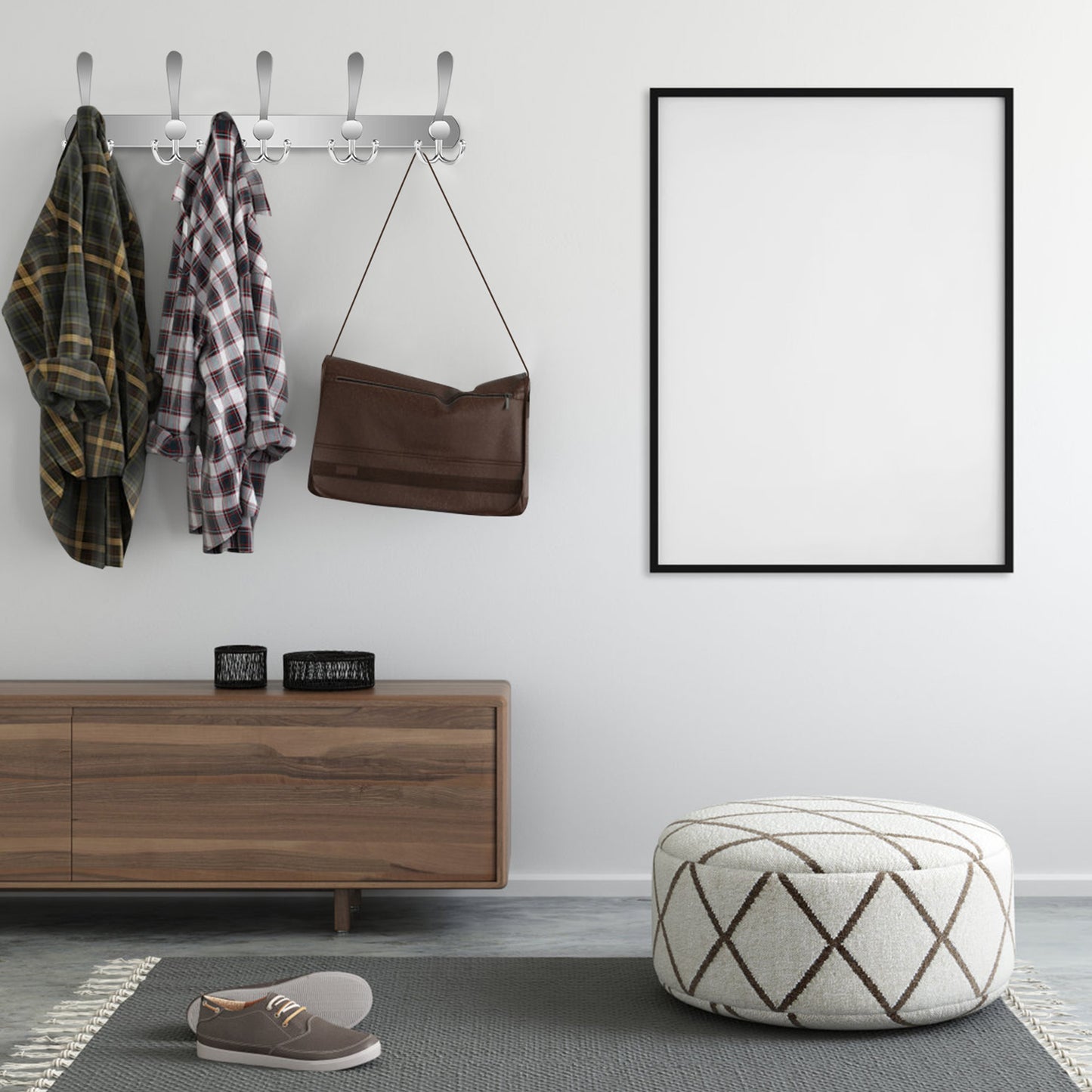 Wall Mount Coat Hook 15 Hooks Stainless Steel Clothes Hangers Rack Robe Hat