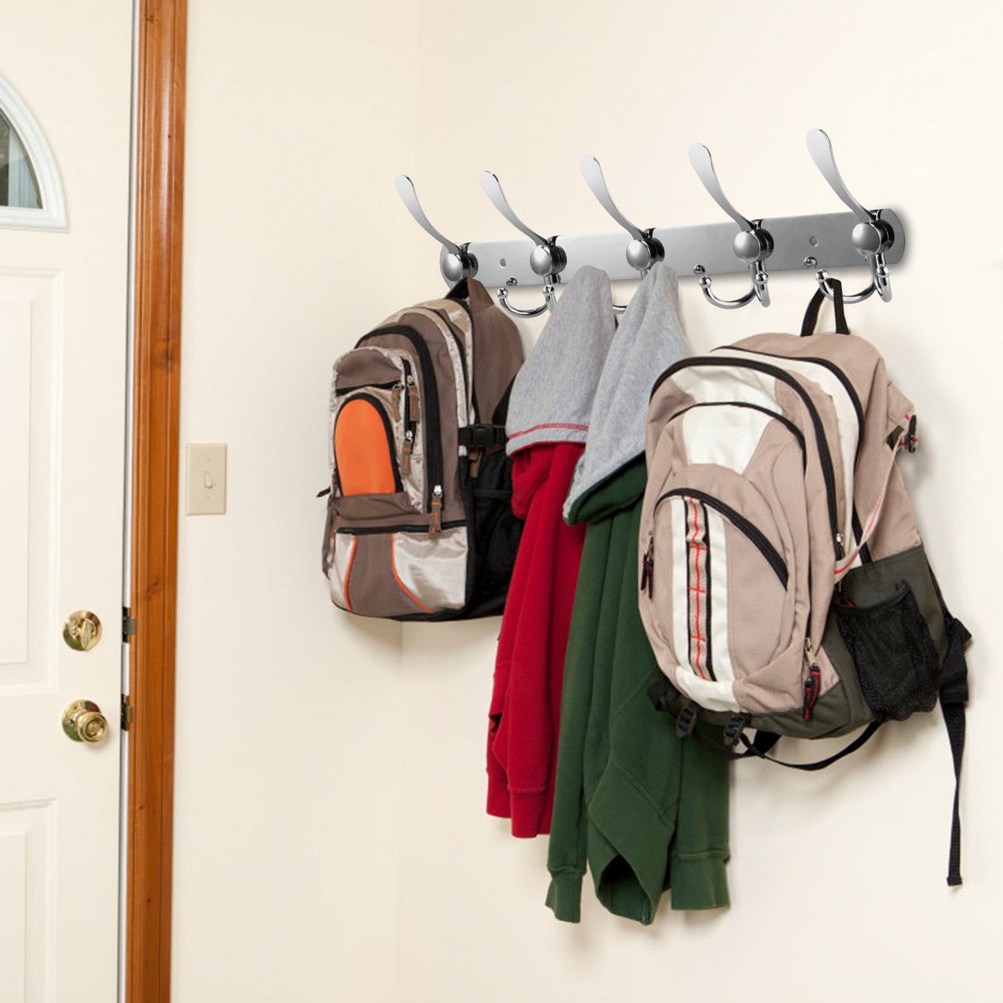 Wall Mount Coat Hook 15 Hooks Stainless Steel Clothes Hangers Rack Robe Hat