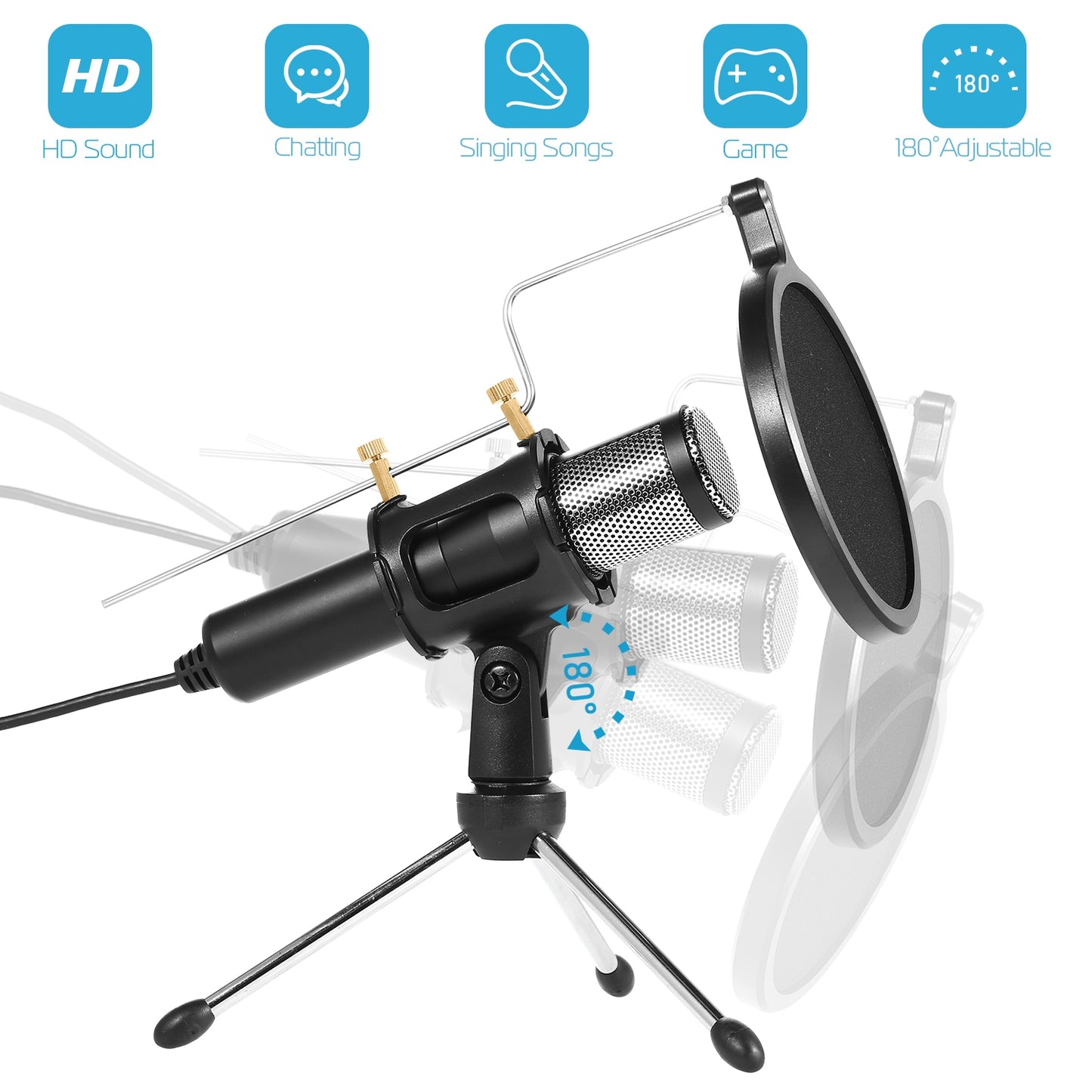Professional Condenser Microphone Studio Recording Cardioid Microphone