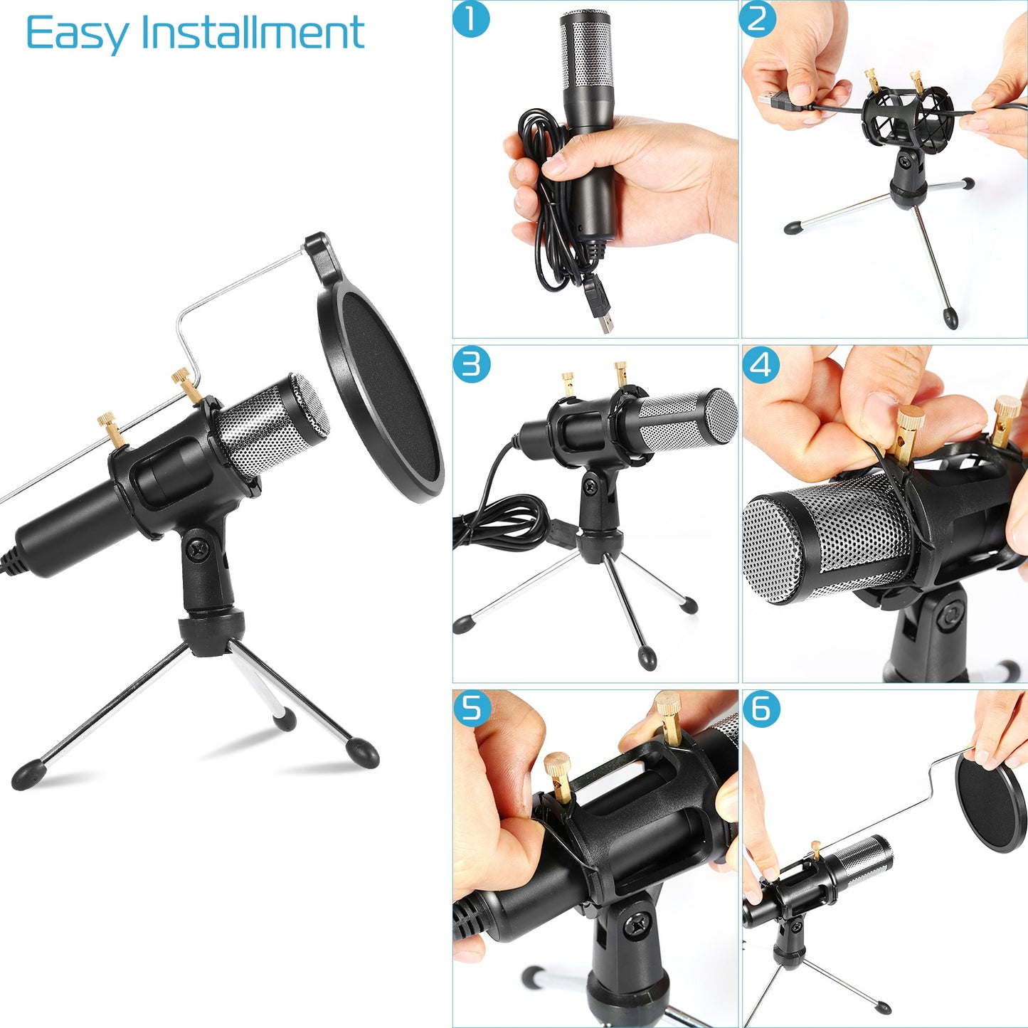 Professional Condenser Microphone Studio Recording Cardioid Microphone
