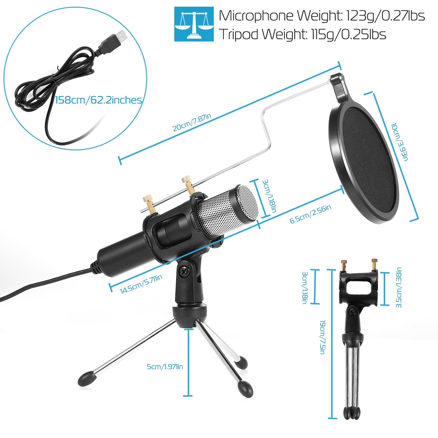 Professional Condenser Microphone Studio Recording Cardioid Microphone