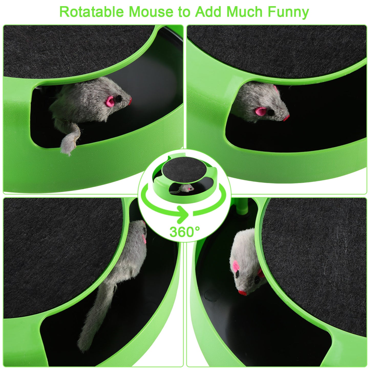 Cat Interactive Scratching Toy w/ Rotating Running Mouse Catching Plate