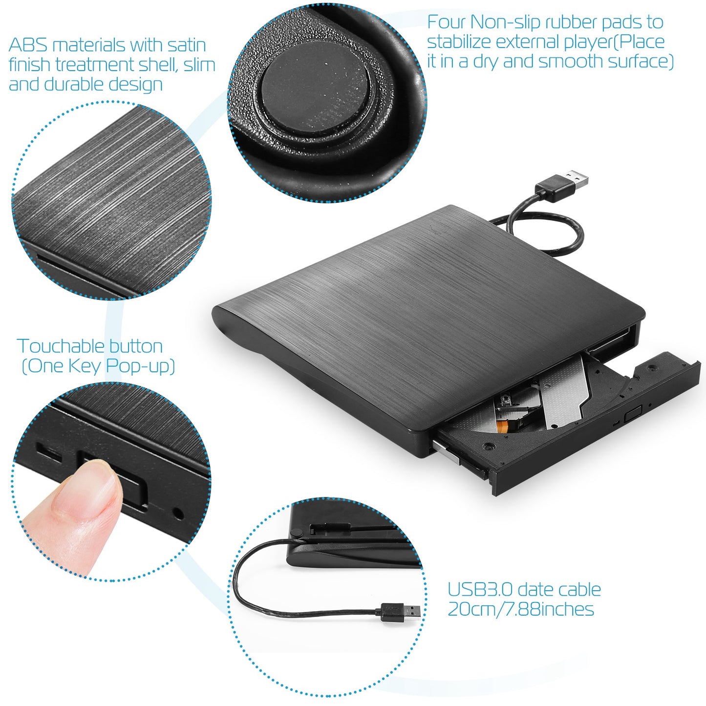 External CD DVD Drive USB 3.0 Slim DVD-RW Drive Superdrive Burner