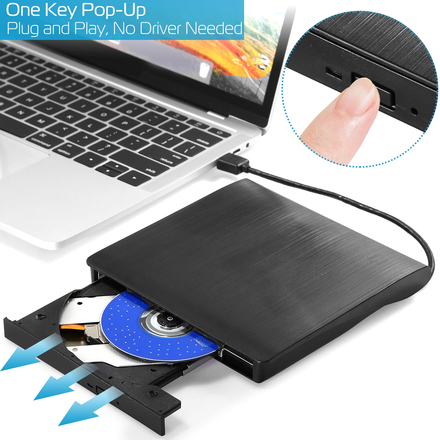 External CD DVD Drive USB 3.0 Slim DVD-RW Drive Superdrive Burner