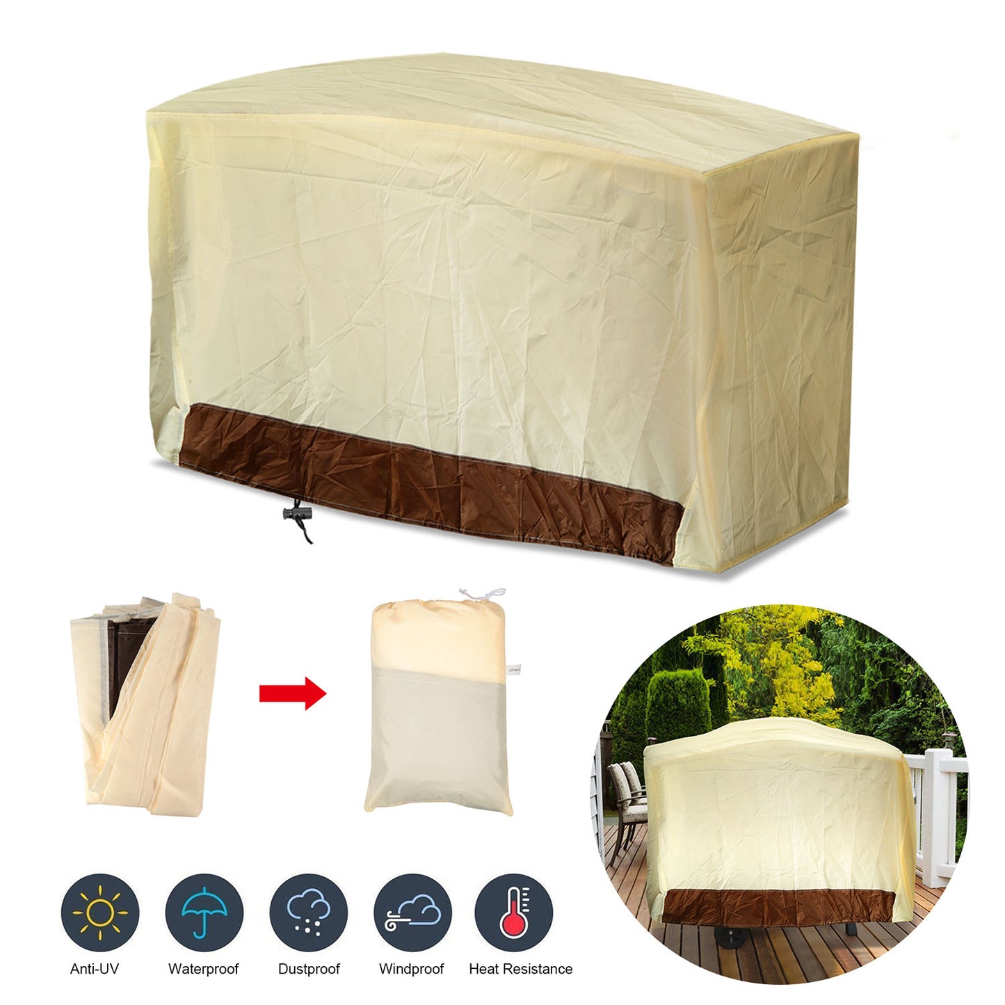 58in 210D Waterproof Outdoor BBQ Grill Cover Windproof Dustproof Patio Gas Grill