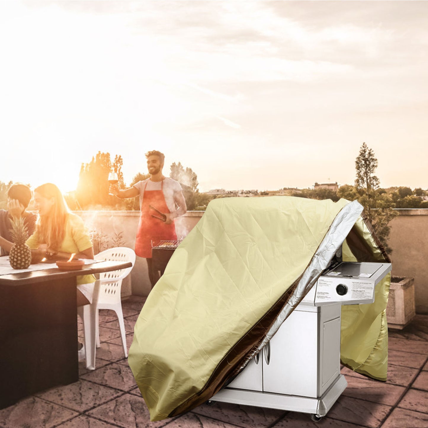 58in 210D Waterproof Outdoor BBQ Grill Cover Windproof Dustproof Patio Gas Grill