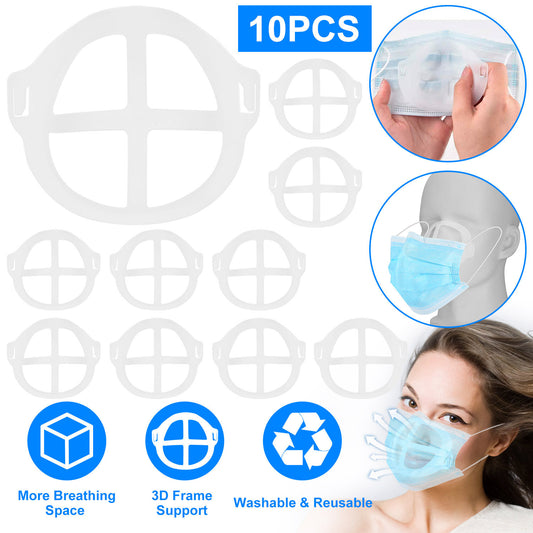 10Pcs 3D Mask Bracket Comfortable Breathing Mouth Mask Inner Support Frame Washable Reusable Mask Holder Stand