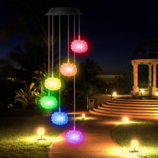 Solar Wind Chime Lights Sea Urchins Decorative Lamp 7 Color Changing IP65 Waterproof