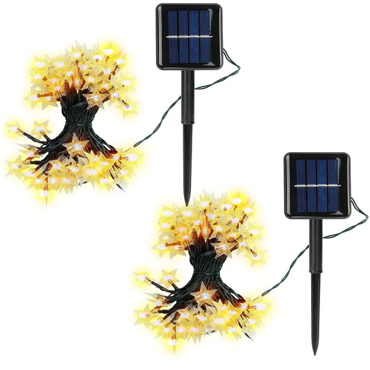 2Pcs Solar Powered String Lights 39.3FT 100LED Beads Fairy Star Lights IP65 Waterproof Decorative Garden Party Christmas Tree Stake Lamps