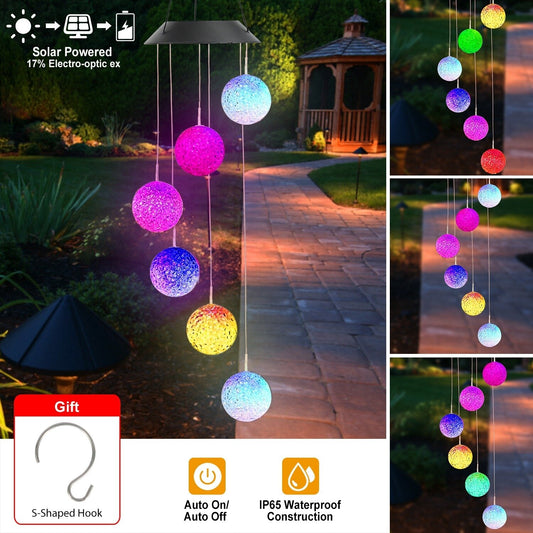 Solar Powered LED Ball Wind Chimes Color Changing LED String Light