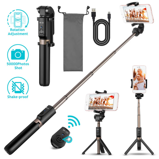 Wireless Selfie Stick Extendable Phone Camera Stick Tripod